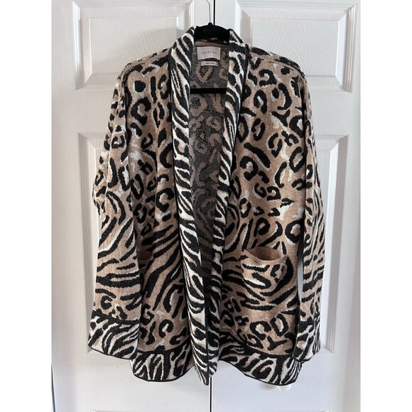 Eleven Six Luella Animal Jacquard Alpaca Blend Cardigan Sweater M/L - Picture 2 of 6